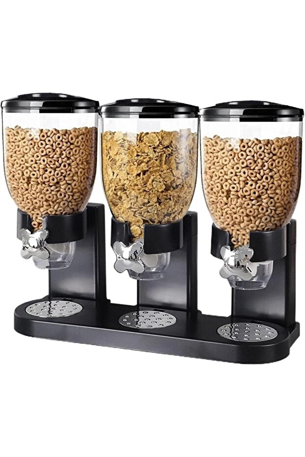 Cereal Dispenser Classic Dry Food Container, 2Litre Kitchen Storage Dispenser Thrible Black
