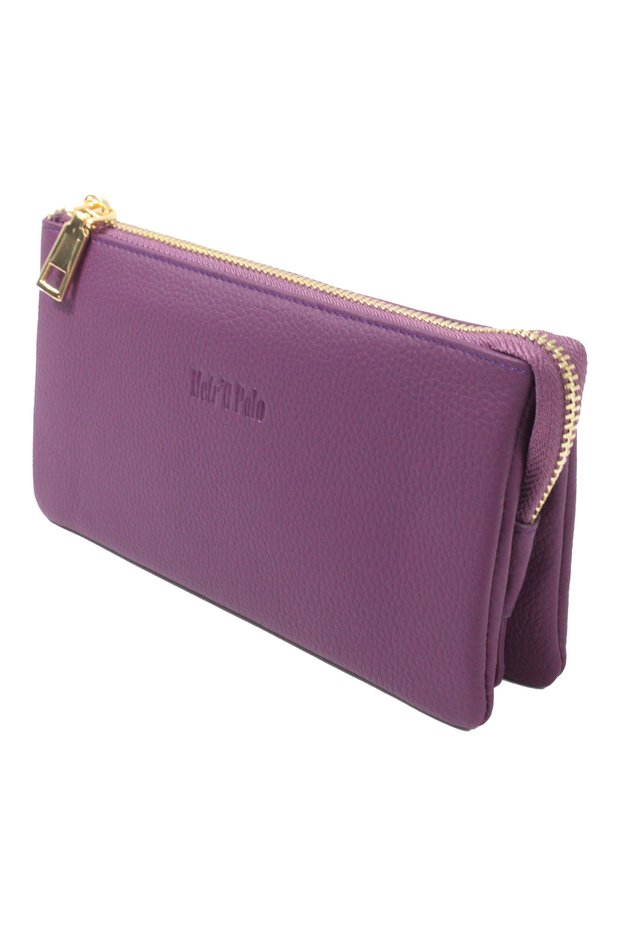Mpcuz 501 Women's Unisex, Genuine Leather, Wallet Card Holder, Portfolio Plum