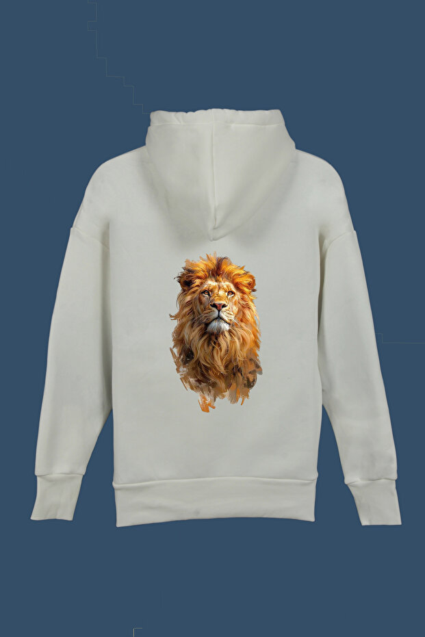 100% Cotton Custom Design Lion Printed Men's Oversized Sweatshirt