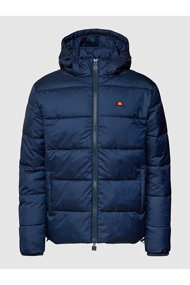 quilted jacket with label patch in dark blue - 3
