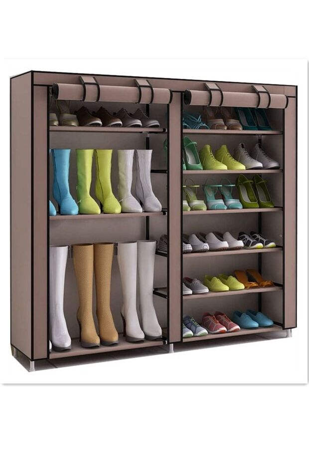 Shoe Rack with Non-woven Dustproof Cover - Space-saving Shoe Storage