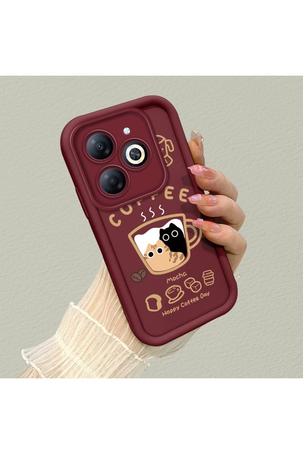 Tecno Spark Go 2024 Compatible Silicone Material Shockproof Simple Burgundy Color Case