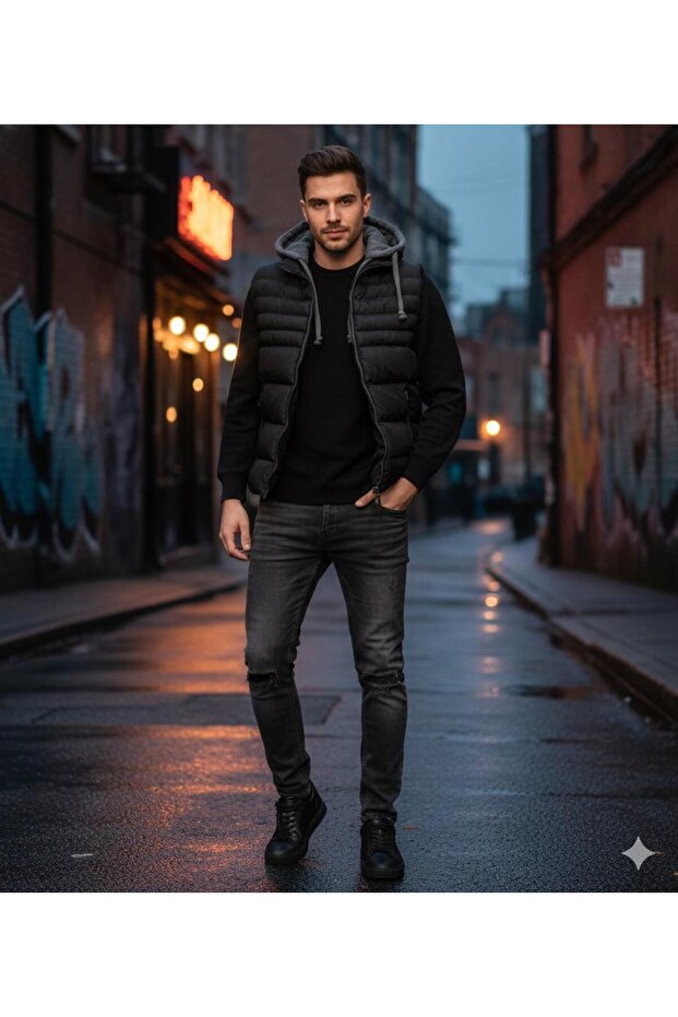 erkek kapişonlu yelek 3400 - 1