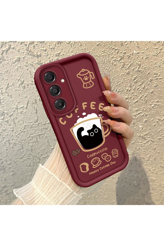Samsung Galaxy A16 Compatible Silicone Material Shockproof Simple Burgundy Color Case