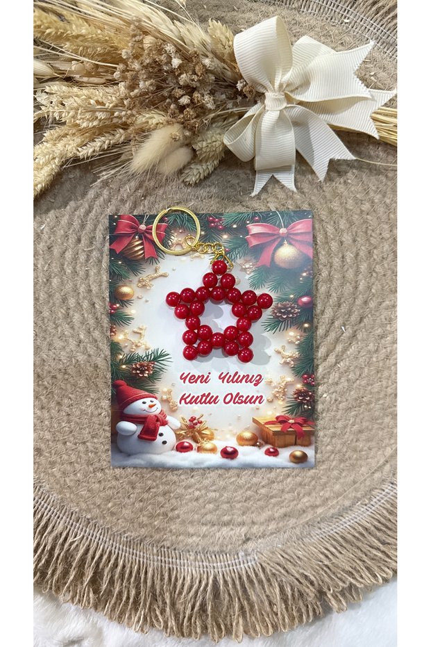 10Pcs Christmas New Year Star Keychain with Card and Gelatin