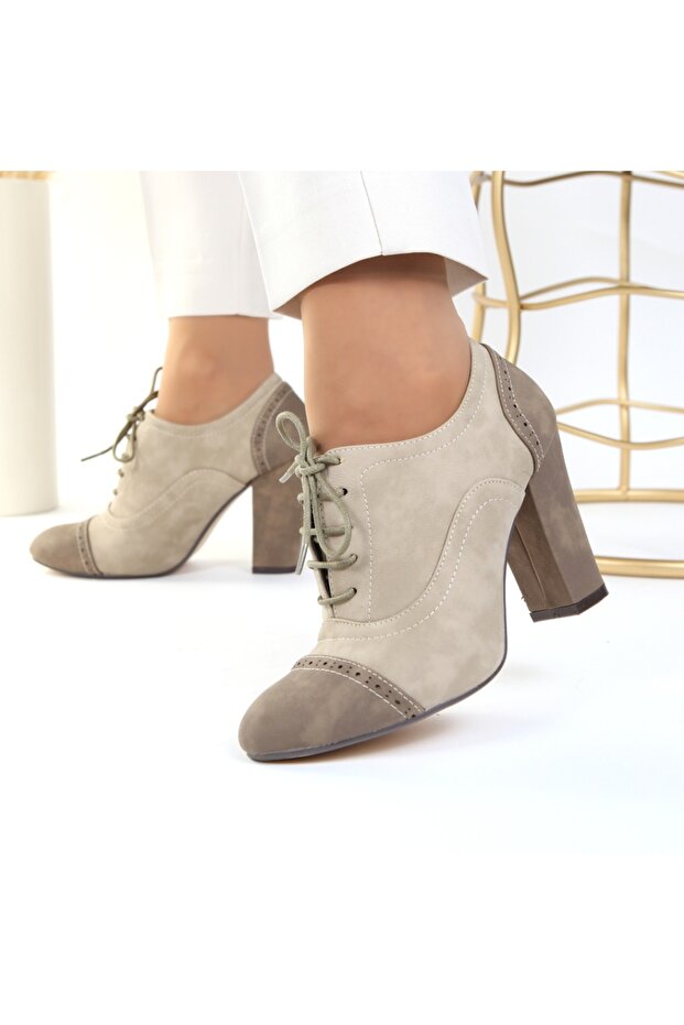 pantofi cu toc bej - 6