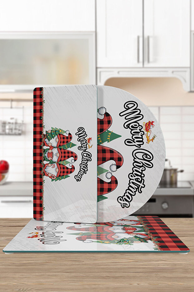 طقم أطباق تقديم زجاجية مكون من 3 قطع، مجموعة مختلطة بنمط قزم السنة الجديدة