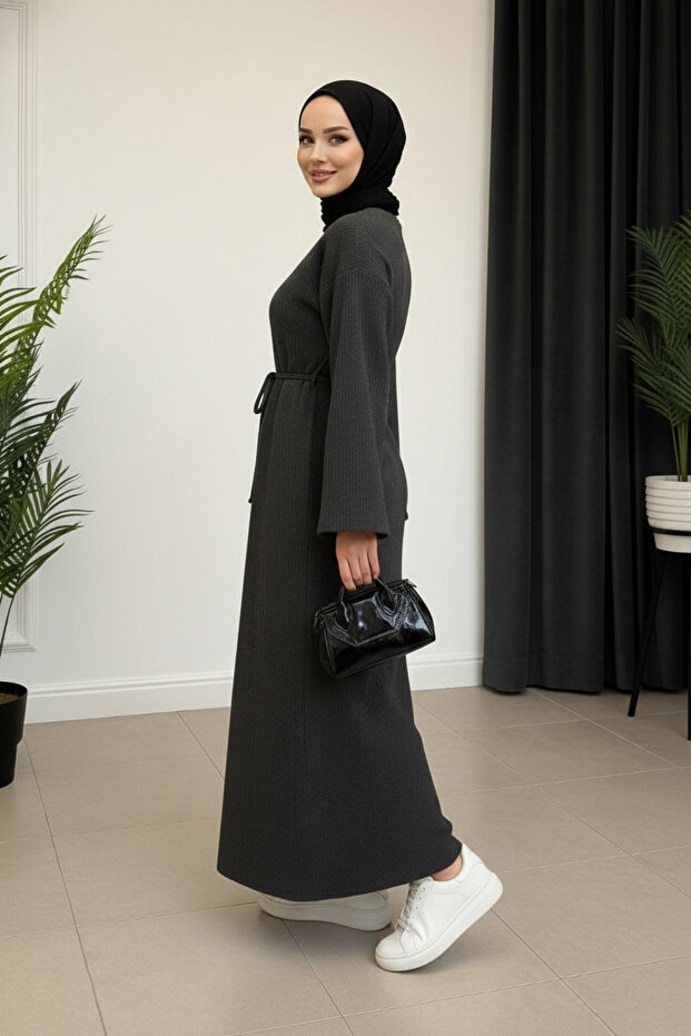 Tesettür Stili Çan Kollu Örme Model - 2