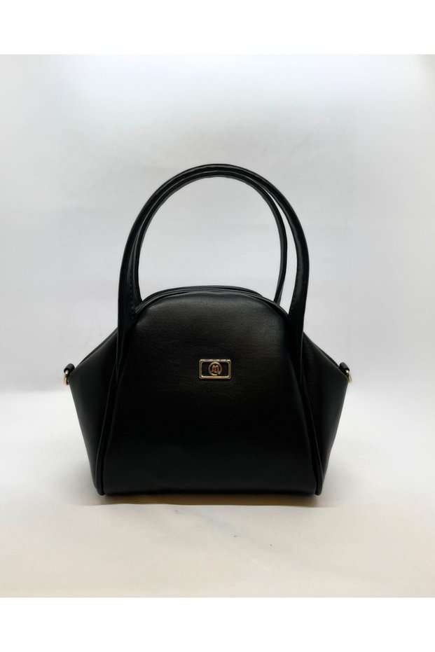 Women's Black Faux Leather Handbag, Shoulder & Crossbody Bag – Modern Oval Shape, Stylish and Convenient Design