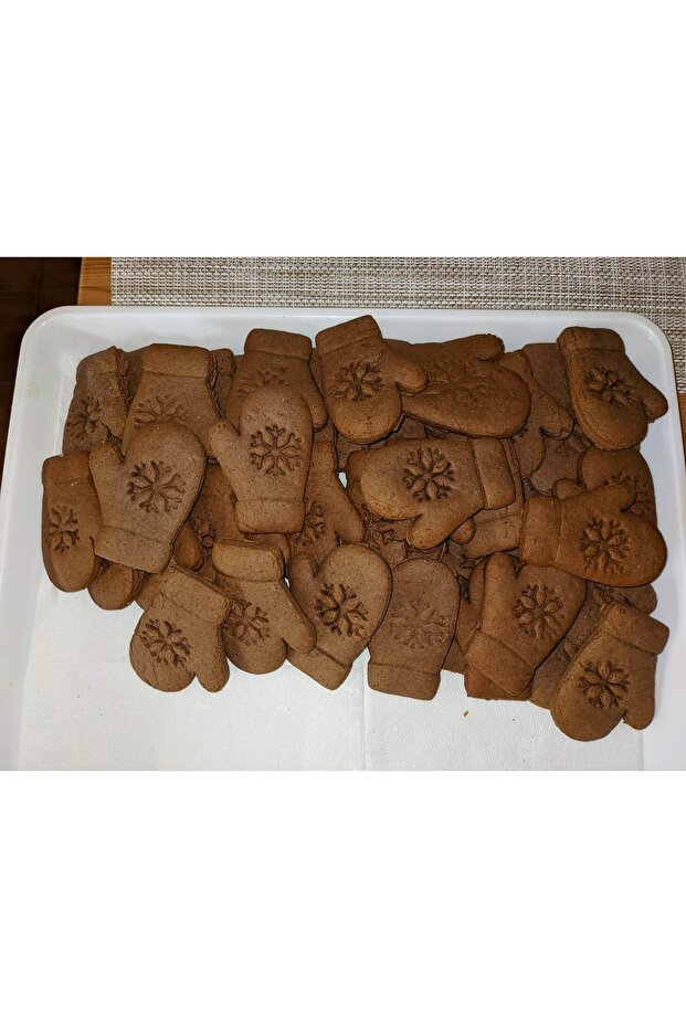 قالب بسكويت على شكل قفازات رجل الثلج مع نقش ندف الثلج - 3