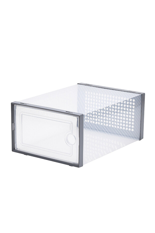 صندوق تخزين أحذية بلاستيكي شفاف قابل للتكديس مع غطاء، 12 قطعة - 5