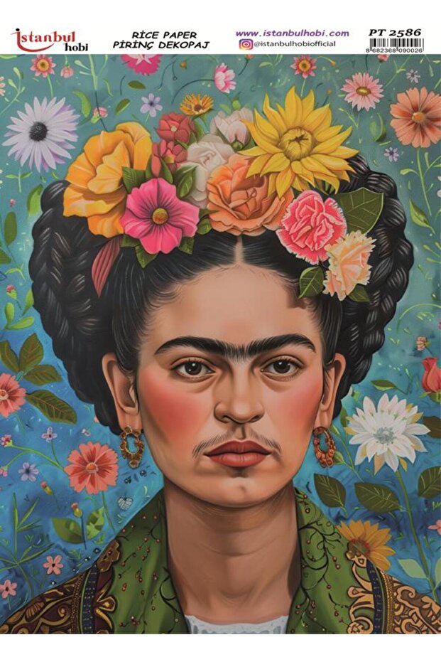 Brass Decoupage Paper 30X42Cm Pt-2586 Frida Kahlo