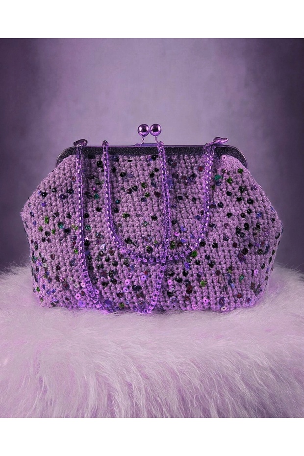 Dora El İşlemesi Pullu Makrome Çanta - 1