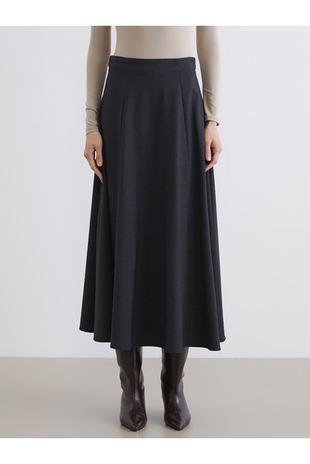 Flared Skirt with Zipper at the Waist