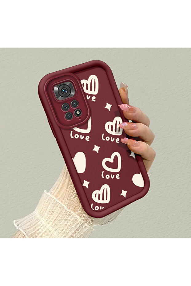 Xiaomi Redmi Note 11S Compatible Silicone Material Shockproof Simple Burgundy Phone Case