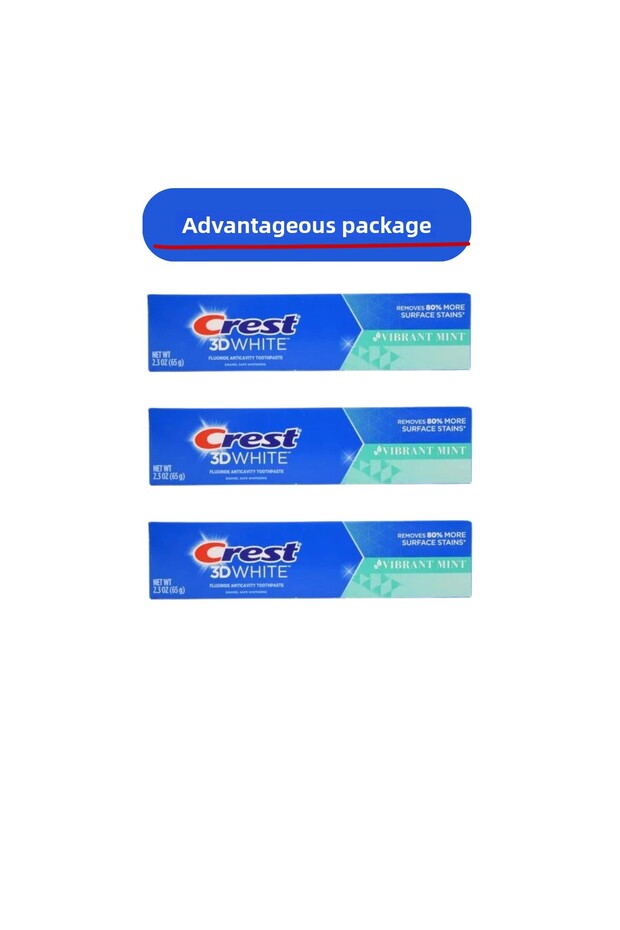 3D White Vibrant Mint Fluoride Anticavity Toothpaste Mint Toothpaste (3 Pieces)