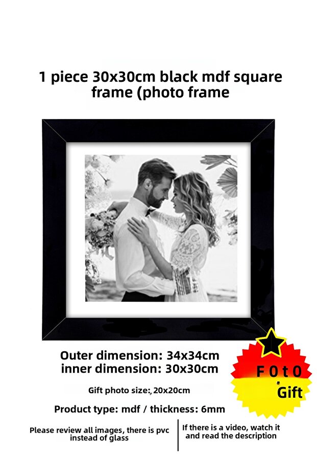 1 قطعة إطار 30x30 - إطار MDF - إطار صور - إطار مربع - مع PVC