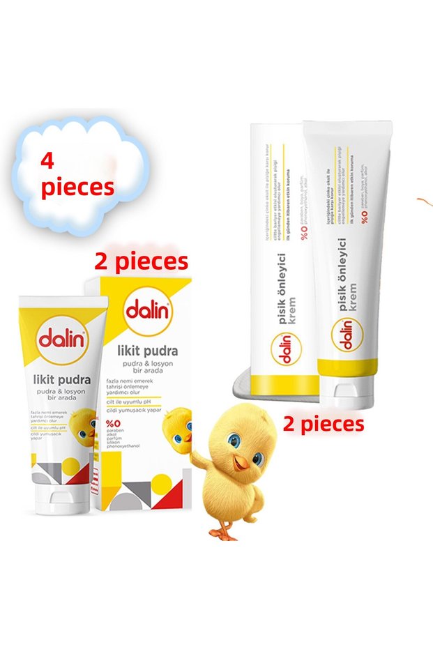 Set of 4 -X2 Pcs Diaper Rash Cream 100 ml and X2 Pcs Liquid Powder 100 ml