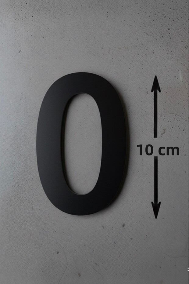 No:0 Door Number Black Plexiglass 10cm, Self-Adhesive Building Apartment Villa Door Number