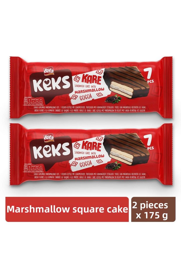 Square Cocoa Marshmallow Sandwich Cake 175 Gr X 2 Pieces