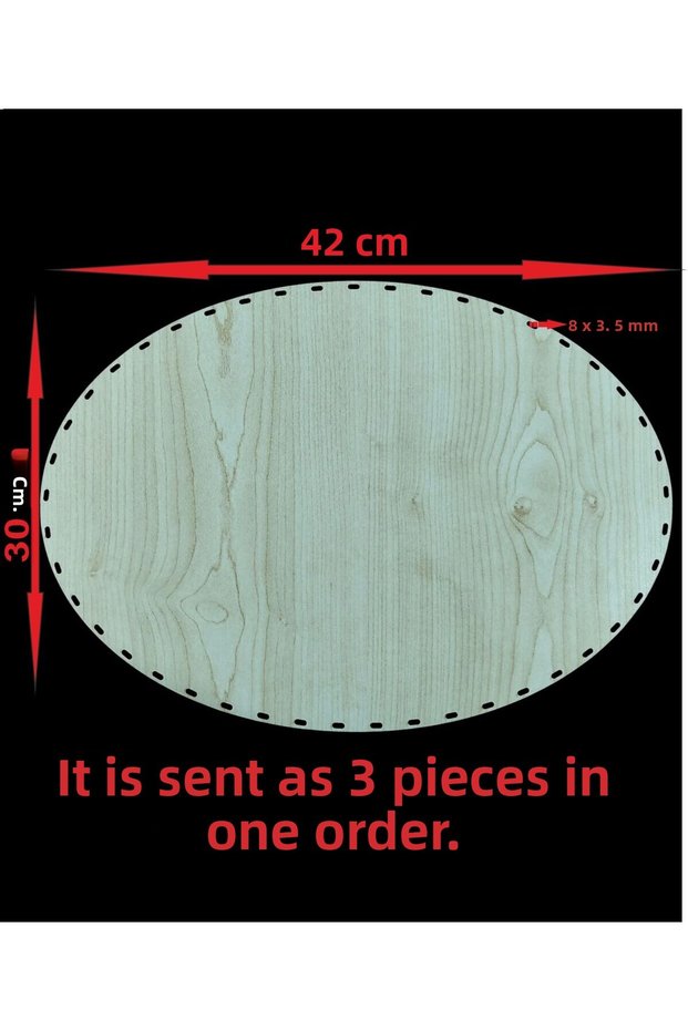 Wooden Cream 42X30 cm 3 Pieces Bamboo Tray Knitting Plate Supla Raddan Coaster Crochet Base Craft Basket Base