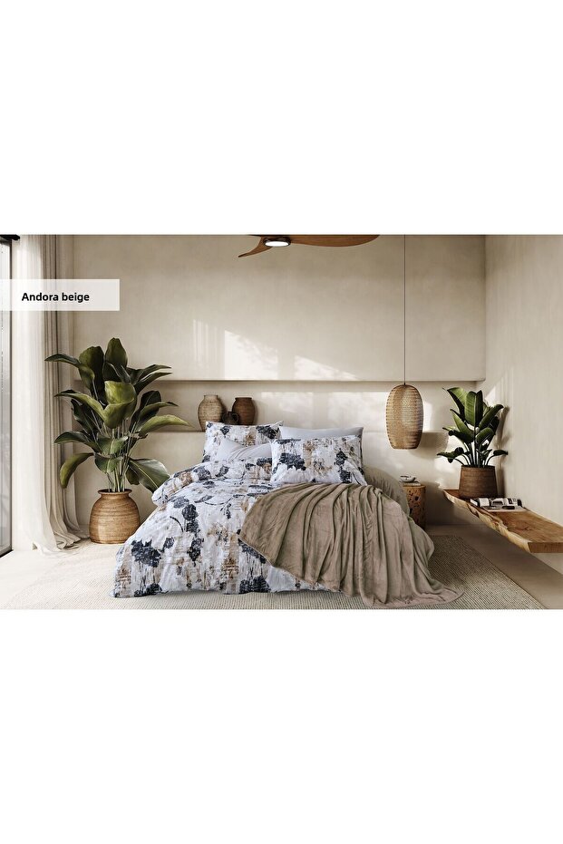 Misty Double Blanket Duvet Cover Set Andora Beige