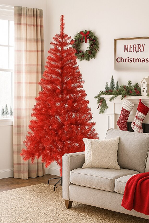 Premium Luxury Series 180 cm Silvery Red Christmas Pine Tree - 3