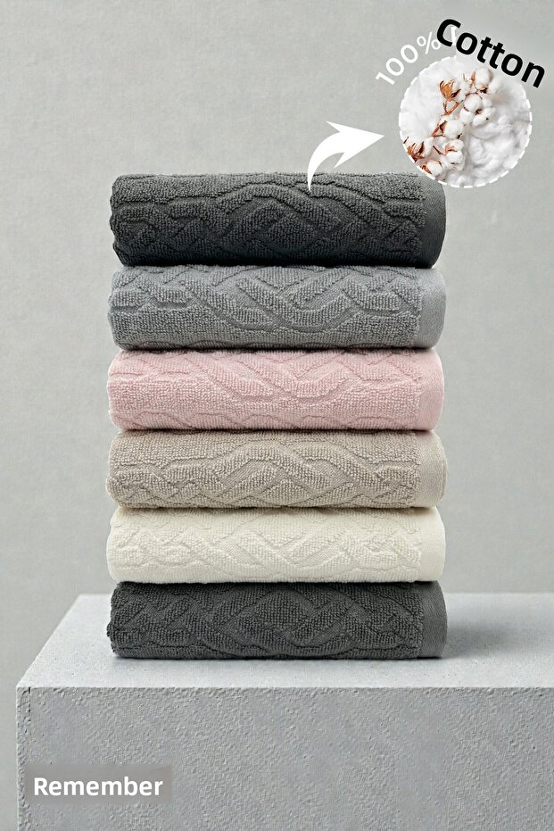 6-Piece Isba Hand Towels - 50X80 Cm, 170 Gr, 100% Cotton, Spa and Hotel Towels