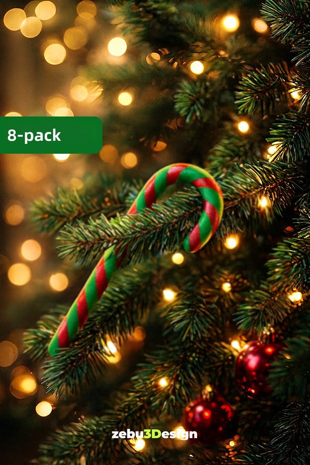 Christmas Ornament Stick Candy Tree Ornament 8 Pack | Red Green Candy Cane Decoration Product