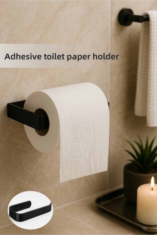 Adhesive Luxury Design Lamel Toilet Paper Holder - Modern Bathroom Paper Towel Holder - No Drilling Installation