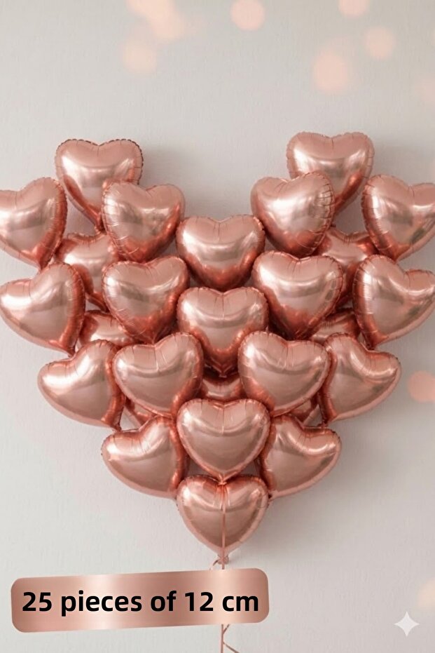 25Pcs Small Rose Gold Heart Foil Balloon Valentine's Day Marriage Proposal Romantic Celebration Ornament