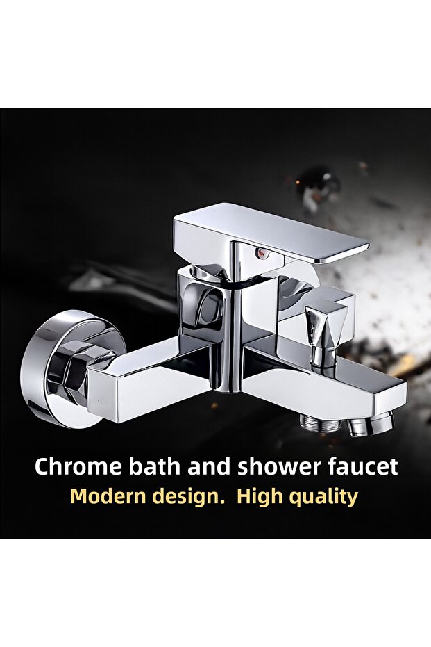 Square Bathroom Faucet – Chrome Finish, Modern Design, Hot/Cold Water Fixture, Durable Brass Body