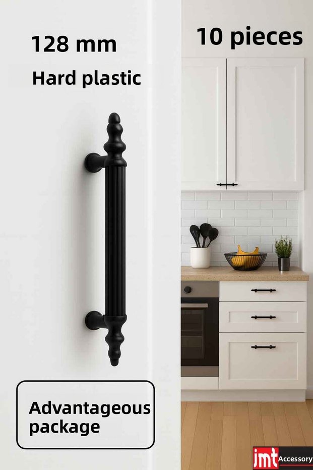 Hard Plastic 128 mm Black Furniture Kitchen Cabinet Bedside Table Tv Unit Cupboard Handles 10 Pcs