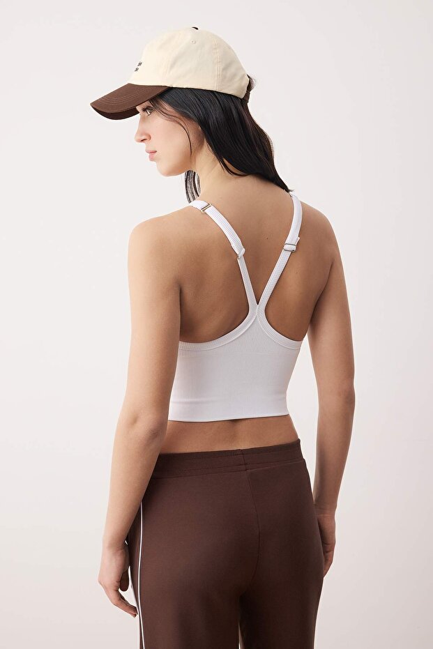 Beyaz Seamless/Dikişsiz Destekli/Şekillendirici Örme Spor Sütyeni THMAW26SS00017 - 4
