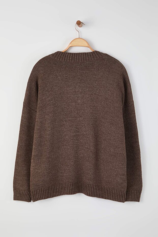 Wardrobe Essentials Vizon Basic Geniş Kalıp Yumuşak Dokulu Triko Kazak TBBAW26AN00069 - 4