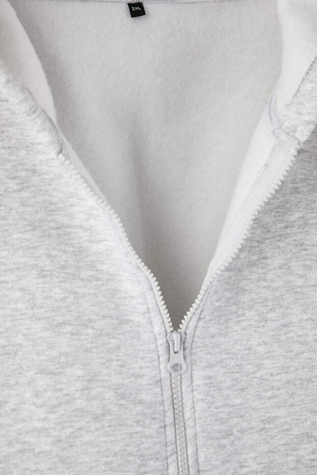 Kar Melanj Kapüşonlu Oversize Crop Boy Büyük Beden Sweatshirt TBBAW26AO00030 - 3