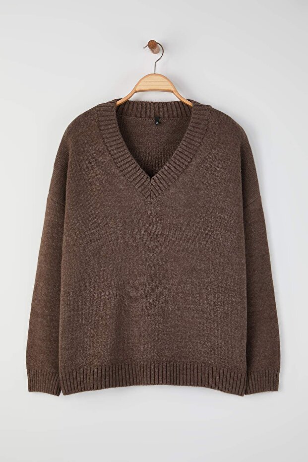 Wardrobe Essentials Vizon Basic Geniş Kalıp Yumuşak Dokulu Triko Kazak TBBAW26AN00069 - 2