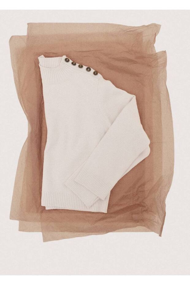 Perkins yaka düğmeli kazak - 7