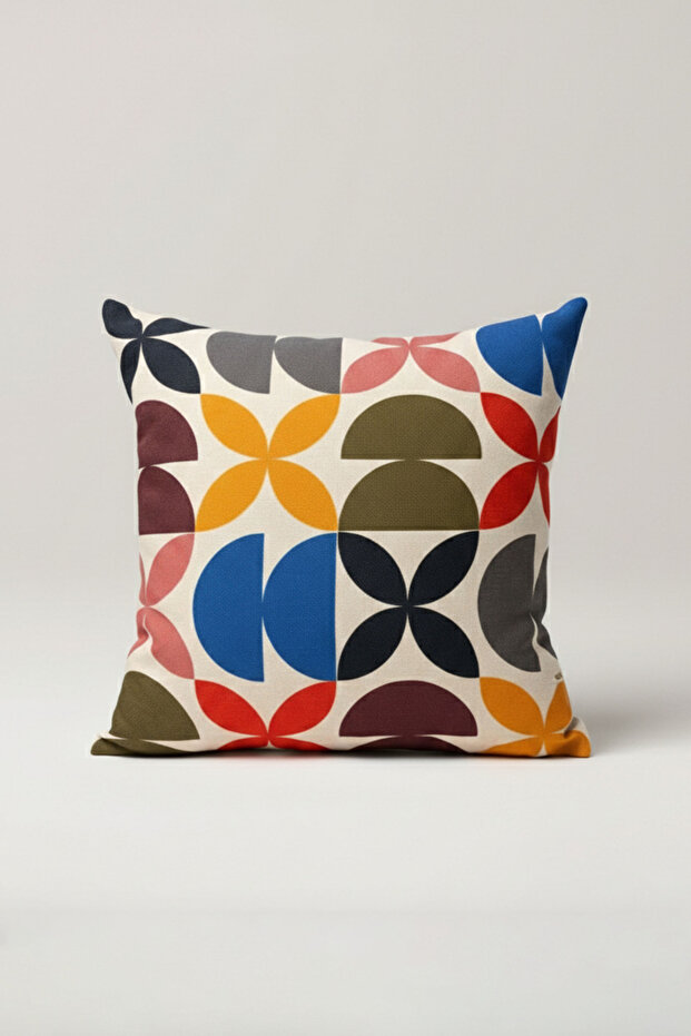 غطاء وسادة منقوش هندسي باوهاوس ملون عتيق مقاس 45 × 45 سم