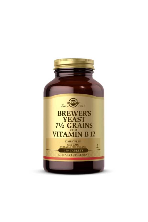 Brewers Yeast 7 1/2 Grains With Vitamin B12, 250 Tablets, Support Heart Health