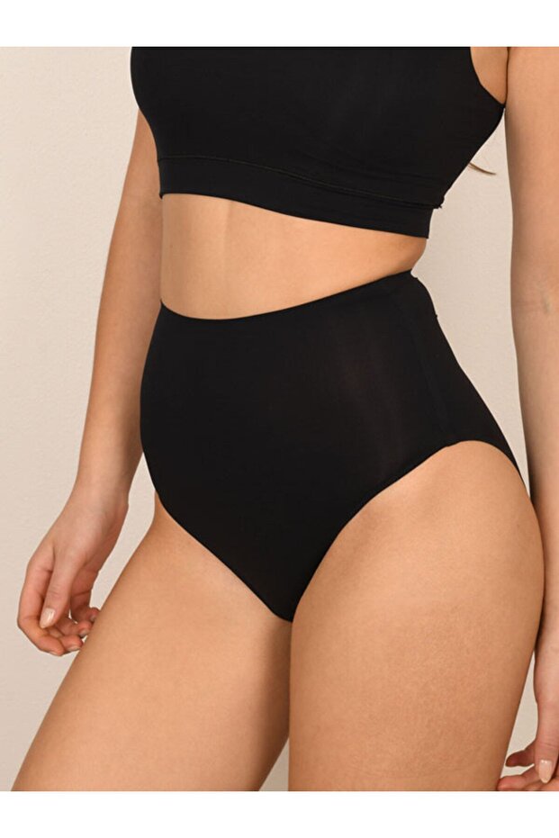 Casey Series High Waist Comfort Model Comfortable Brief Panties Black