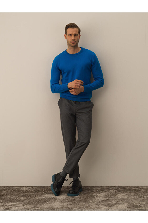 Erkek Mavi Regular Fit Basic Kazak - 2