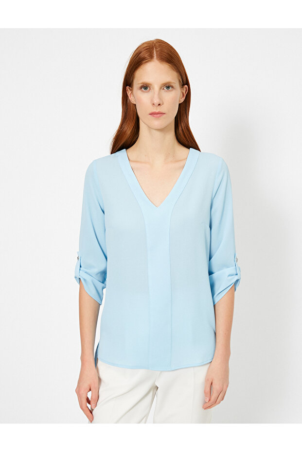 V-Neck Basic Blouse - 3