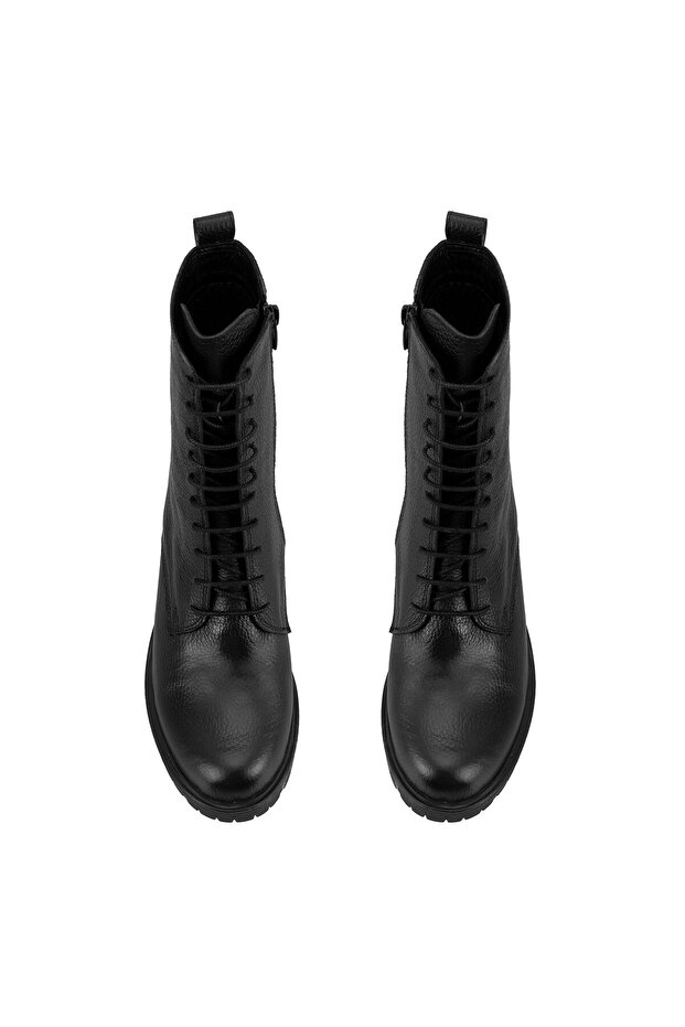 Kadın Siyah Topuklu Deri Bot - 5