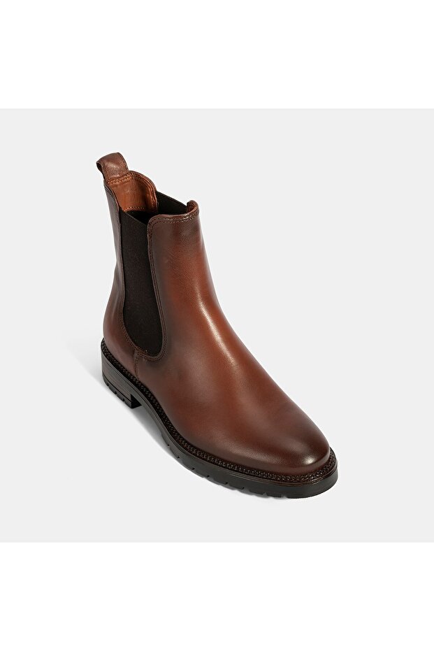 Kadın Taba Kalın Topuklu Deri Bot - 6