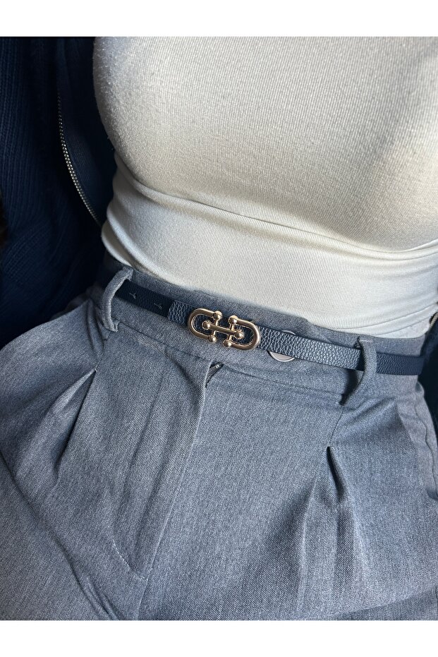 Lose Patterned Women's Gold Buckle Belt Jacket Belt Dress Belt Trouser Belt