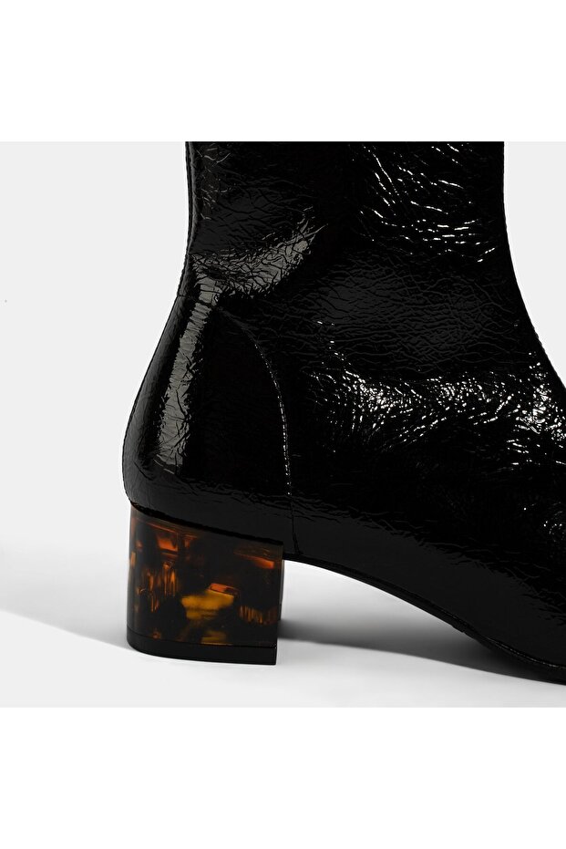 Kadın Siyah Kalın Topuklu Stretch Bot - 6