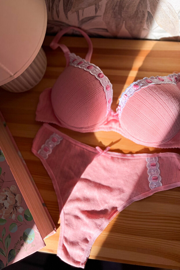 Juliet –Pink Cotton Bra Set
