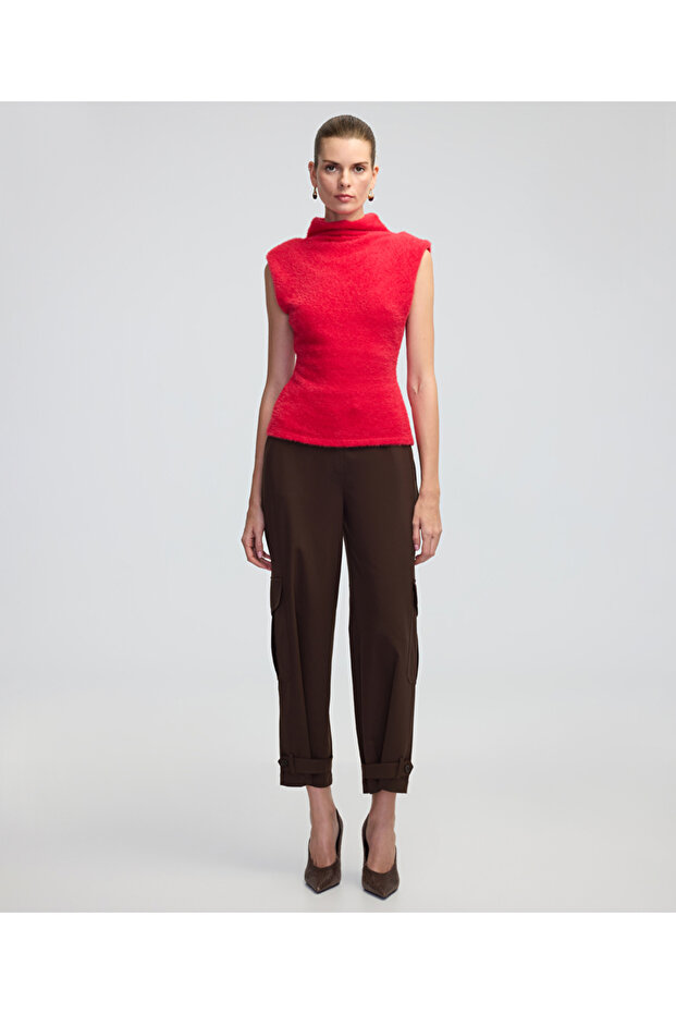 Dik yaka pelüş triko - 2