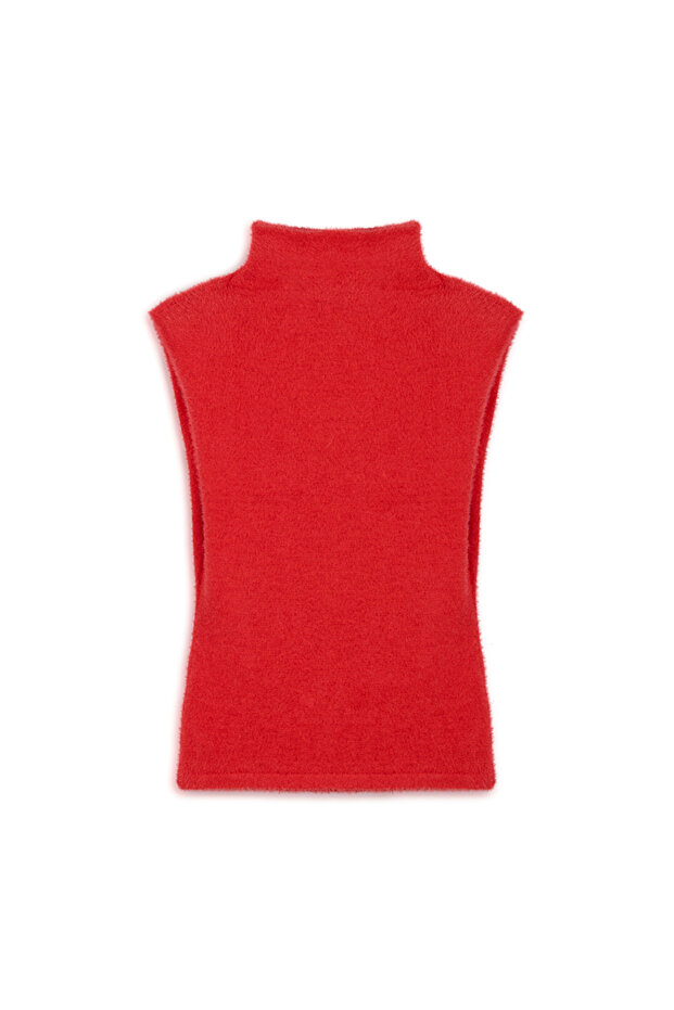 Dik yaka pelüş triko - 3